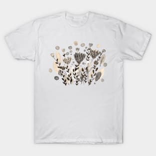 Watercolor whimsical flowers - beige T-Shirt